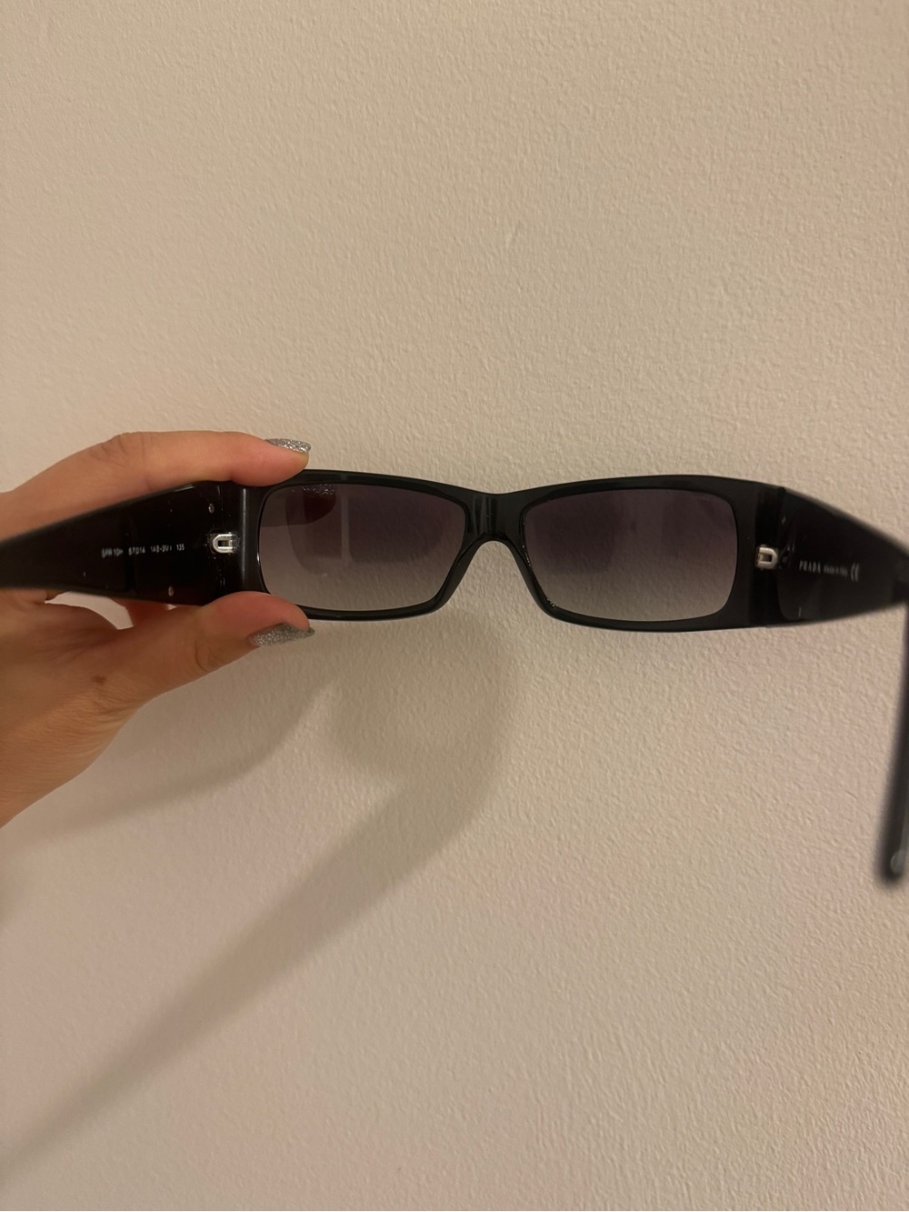 Prada Black Rectangular Logo Vintage Sunglasses with Gradient Lenses - Picture 7 of 7